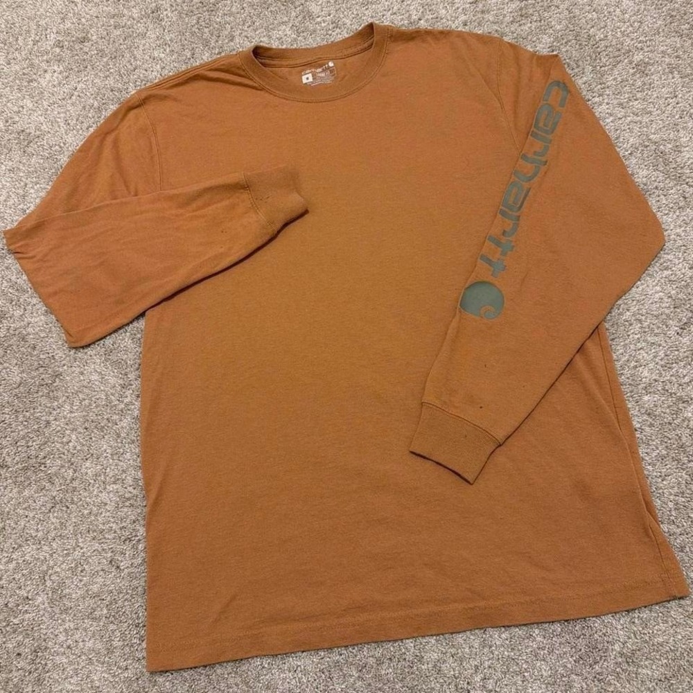 Carhartt Loose Fit Long Sleeve Work Shirt | Brown with Logo Sleeve | Medium